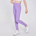 thumbnail image 6 of Xyant Girls Athletic Leggings High Waist for Kids Teen Girls Yoga Dance Running Gym Pants with Pockets (Purple,6-7 Years), 6 of 7