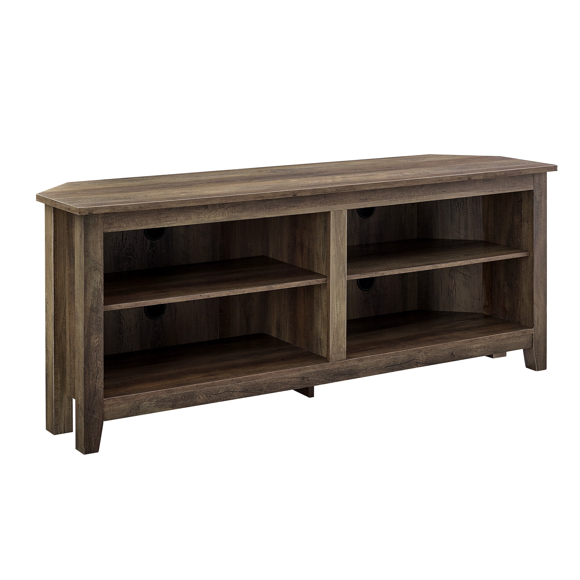 Woven Paths Transitional Corner TV Stand for TVs up to 65", Reclaimed Barnwood