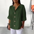 thumbnail image 3 of ZenCart Women Shirt V-Neck 3/4 Sleeve Loose Fit Pullover Tops Buttons Decor Breathable Casual Tops Daily Wear, 3 of 8