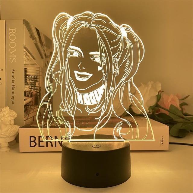 Luz nocturna LED 3D Harleys Quinns que cambia de color para niños