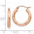 thumbnail image 3 of 14K Rose Gold 3mm Satin And Diamond-Cut Hoop Earrings (14 X 3) Made In Peru t1016, 3 of 5