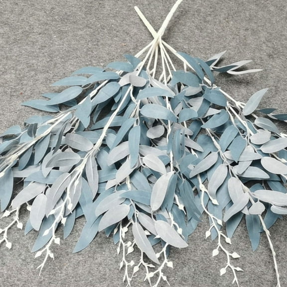 Nvzi -b 3PCS Artificial plants Leaves Realistic Non-Fading Decoration for Floral Arrangement Bouquets Party Wedding W029USl Home Decor（Blue C，21.6in L）