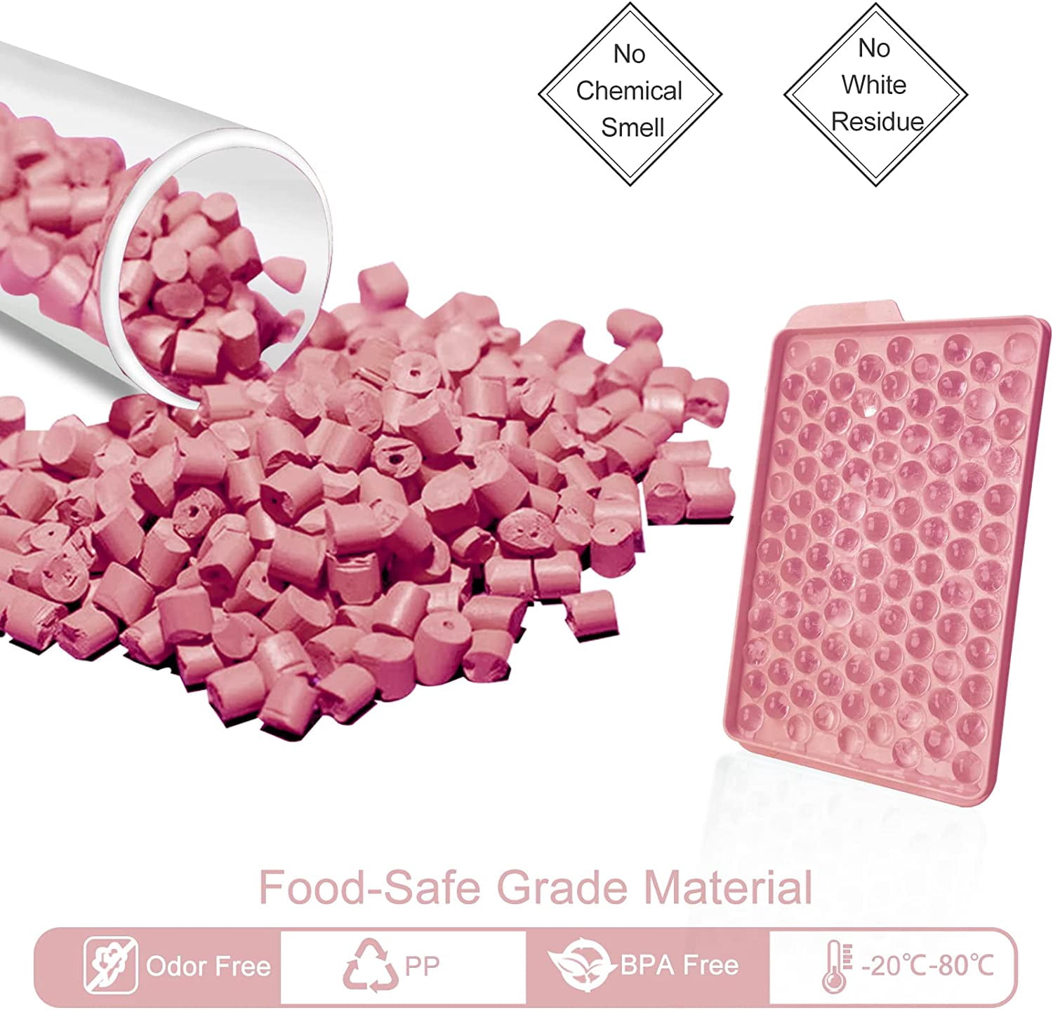 Mini Ice Cube Trays, Upgraded Small Trays Easy Release, 104x4 PCS Tiny Tray Crushed for Chilling Drinks Coffee Juice(4Pack Pink trays & Bin Scoop)