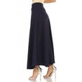 thumbnail image 2 of Women's Casual Solid Flare A-line Long Skirt with Elastic Waistband, 2 of 6