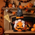 thumbnail image 4 of Halloween Gnome Plush Dressed in Pumpkin Outfit, Spooky Faceless Doll Ornament with Tall Witch Hat and Wand, Soft Fabric Swedish Tomte Elf Figurines for Table Tiered Tray Home Office Decor, B, 4 of 6