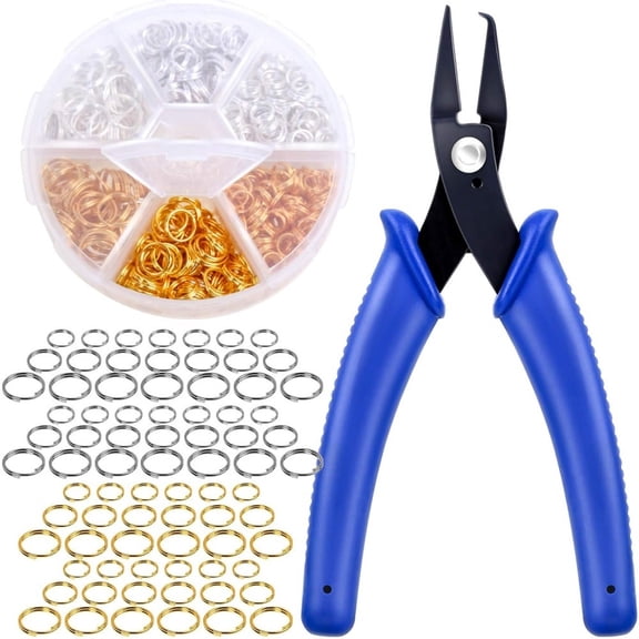 700-piece set of stainless steel open trap set with ring pliers, multi-size gold and silver two-color jewelry making tools, suitable for DIY bracelet necklace accessories