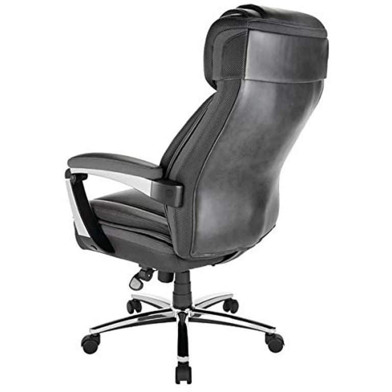 Realspace Axton Big and Tall Bonded Leather High Back Chair Dark Gray Chrome