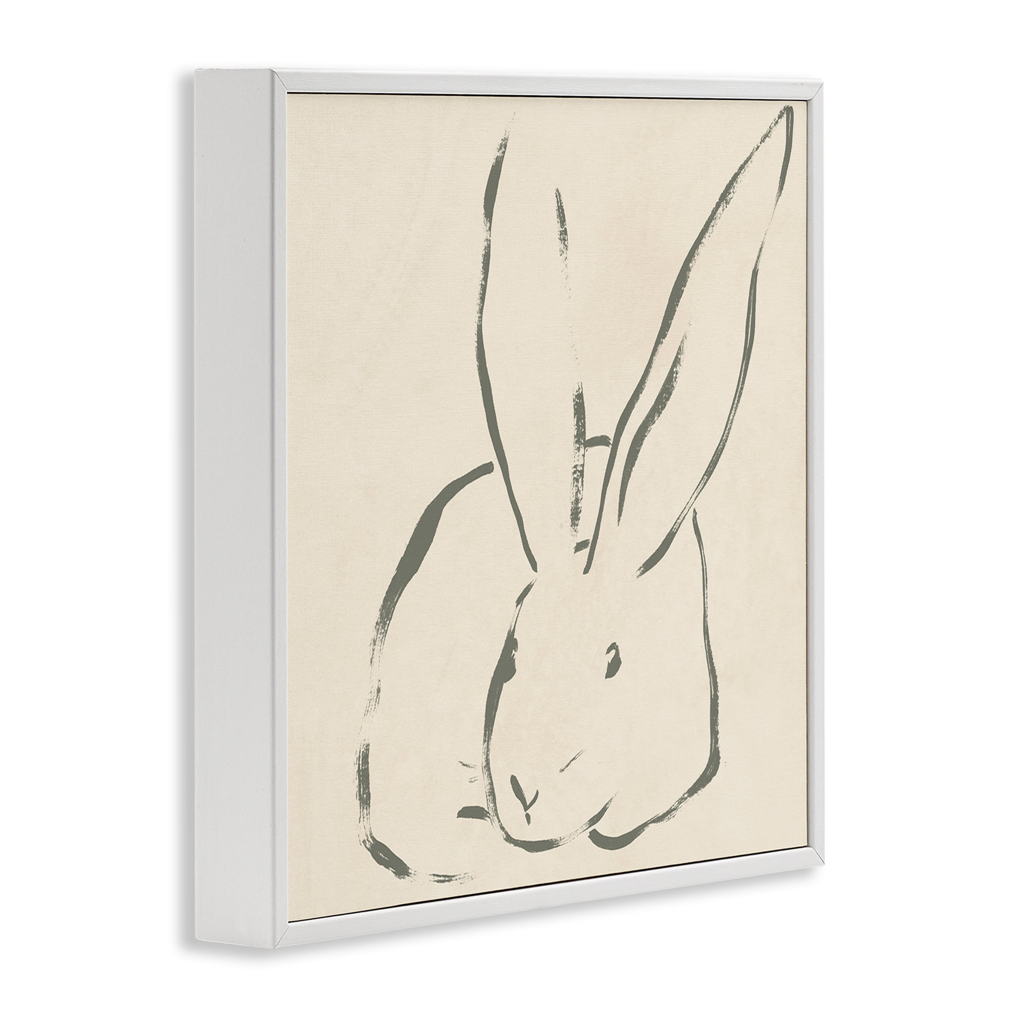 Stupell Industries Minimal Bunny Outline Animals & Insects Drawing White Framed Art Print Wall Art, 24 x 24
