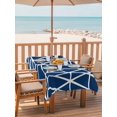 thumbnail image 2 of Outdoor Tablecloth with Umbrella Hole for Patio/Picnic/Party/Camping, Nave Blue Geometric Waterproof Table Cloth Rectangle Table Cover Washable, Abstract Stripes Modern Minimalist (60"x 84"), 2 of 8