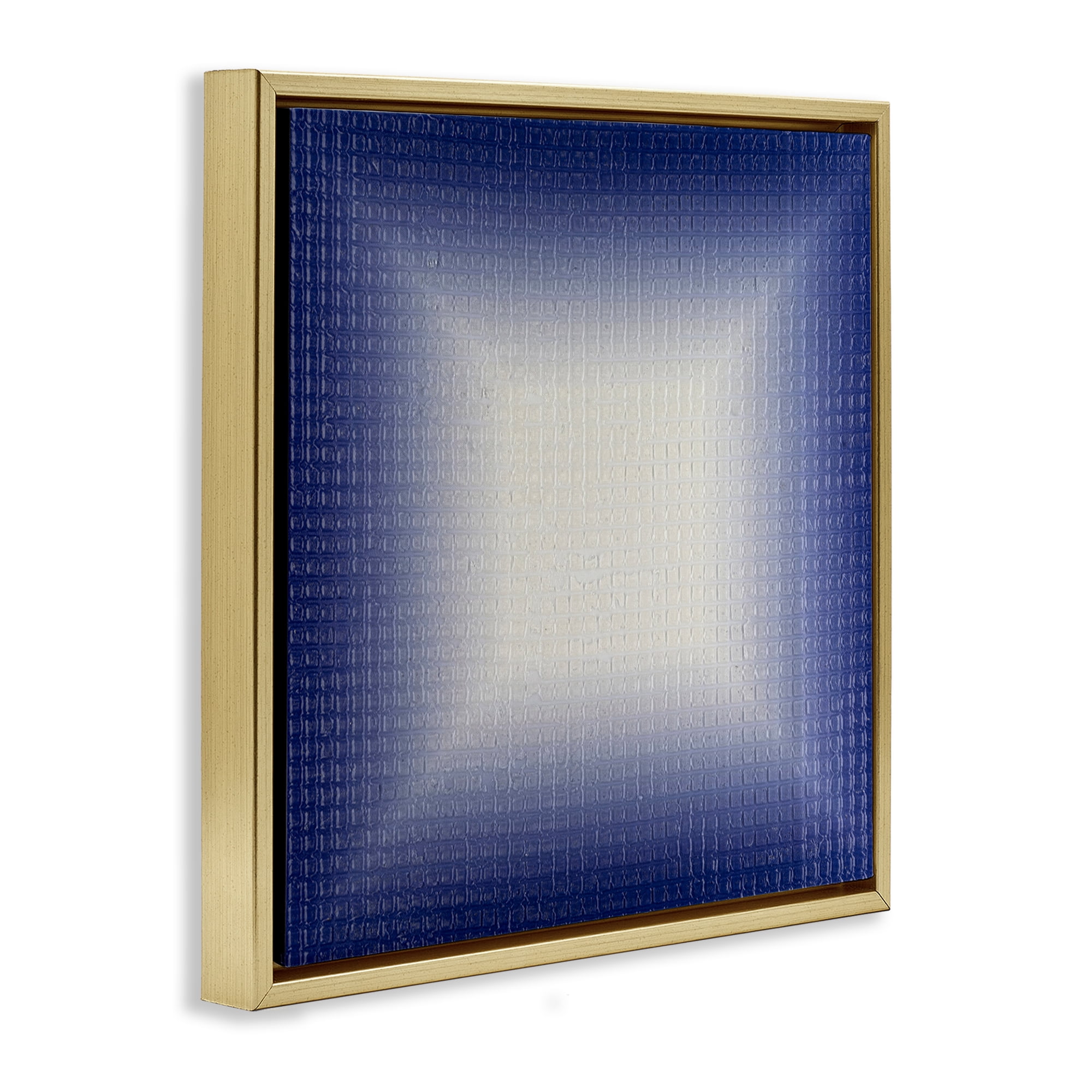 Stupell Industries Blue Ombre Fade Abstract Painting Gold Floater Framed Canvas Art Print Wall Art, 18 x 18