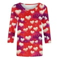 thumbnail image 5 of Jsaierl 3/4 Sleeve Tunic Tops for Women Cute Heart Print Shirts Crewneck Dressy Casual Blouse Romantic Gifts for Her, 5 of 5