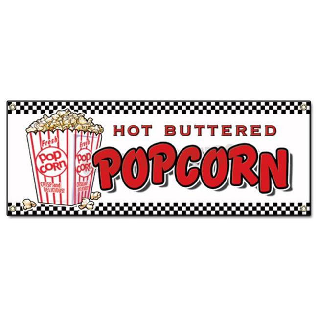Yellow Kettle Corn Concession Banner 18" x 72" 