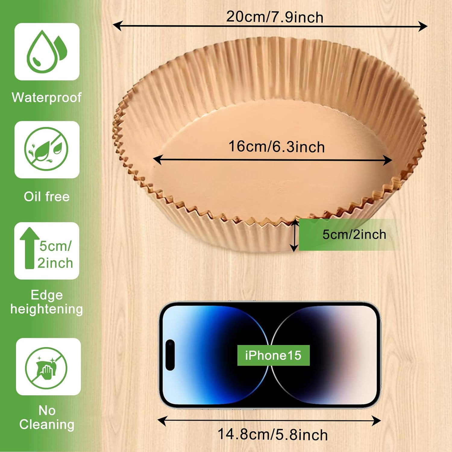200pcs Air Fryer Disposable Paper Liner, Non-Stick Disposable Air Fryer Parchment Paper Liners, Baking Paper for Air Fryer Oil-Proof, Water-Proof, Food Grade Parchment