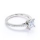 thumbnail image 3 of JeenMata Anillo de Bodas de Moissanita de Corte Princesa de 1 Quilate, Banda Pavé, Moissanita Redonda Engastada Al Ras, Banda Fina en Oro Blanco de 18 K sobre Plata, 3 of 6