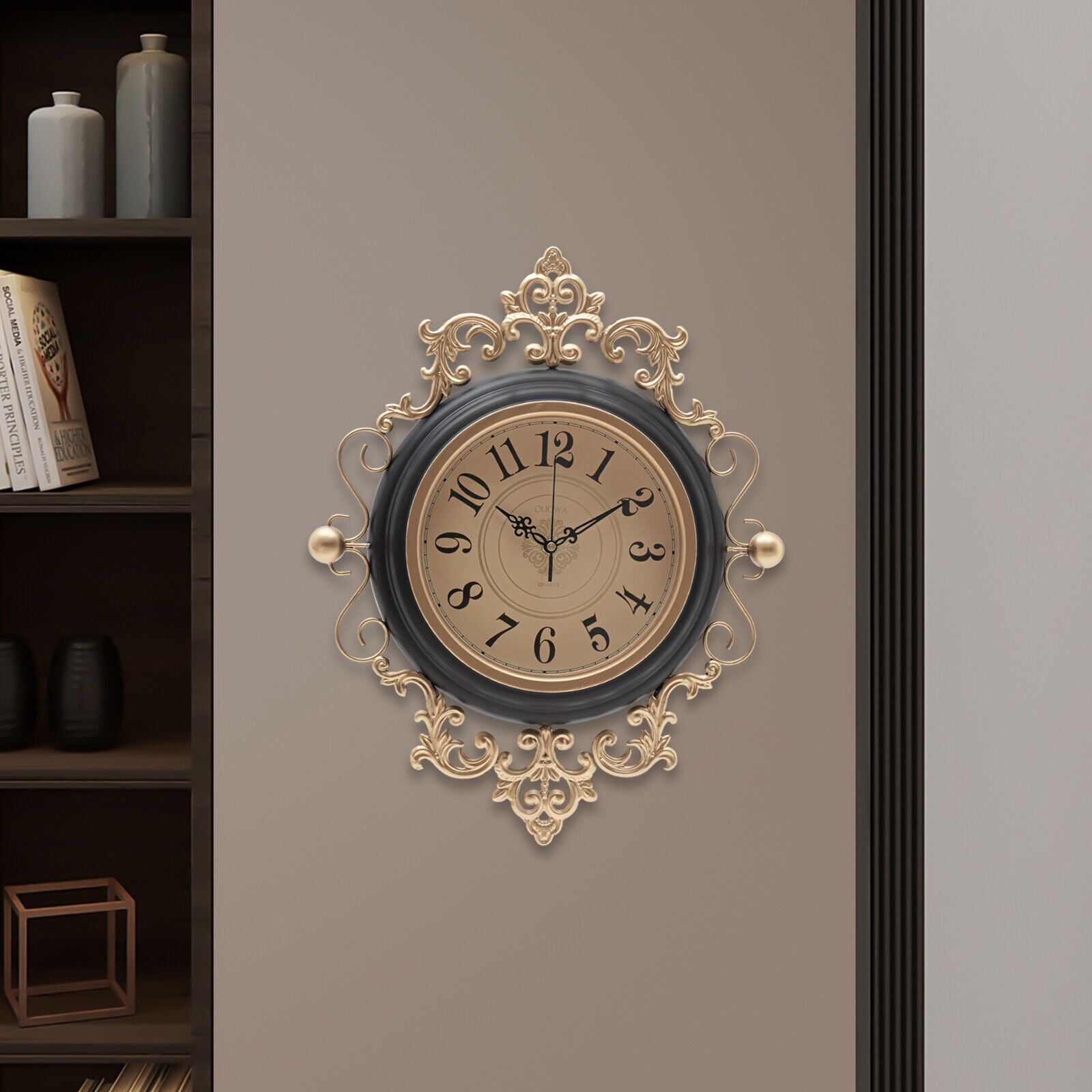 Skil Craft Slimline Wall Clock, 12/24 Hour, Bronze Frame, Quartz