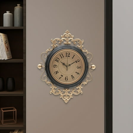 16inch Large Wall Clock, Silent Vintage Decorative Brown Wall Clocks