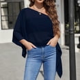 thumbnail image 6 of VBVC Women's One Shoulder Chiffon Split Sleeve Blouse , Ladies' Irregular Hem Flowy Party Top , Elegant Loose Casual Shirts For Women,Navy,S-2XL, 6 of 10