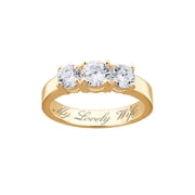 Personalized 14kt Gold over Sterling Silver CZ Trio Promise & Engagement Ring