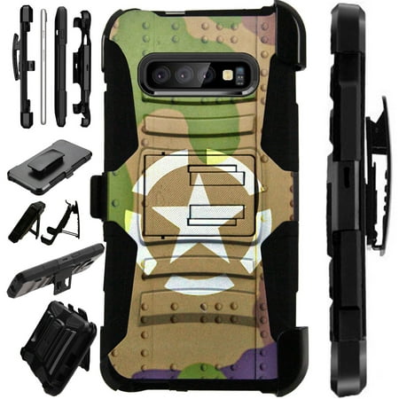 Compatible Samsung Galaxy S10 S 10 5G (2019) Case Armor Hybrid Phone Cover LuxGuard Holster (Tank Shield