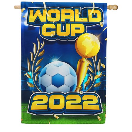 America Forever World Cup 2022 House Flag, 28 x 40 inch Double Sided, Soccer Championship Trophy Banner, Football Sports Fan Outdoor Decor, FIFA World Cup Yard Flag