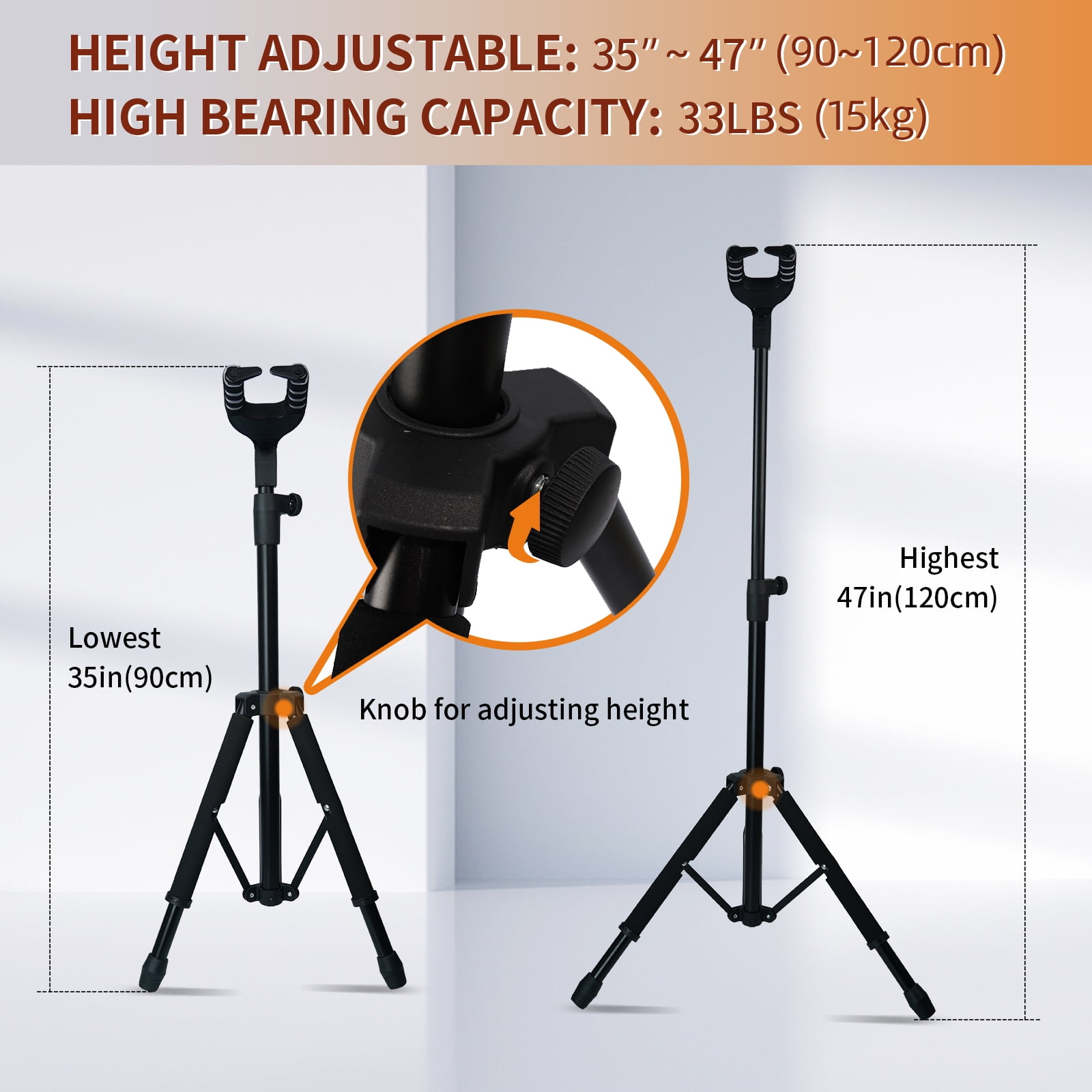 Phceily Adjustable Folding Guitar Floor Stand for Acoustic, Electric, Bass, Ukulele