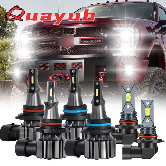 For Ford F150 Cab Pickup 4-Door 3.0L 3.5L 5.0L 2.7L 2015-2023 Quayub LED Headlight Fog Bulbs 6000k