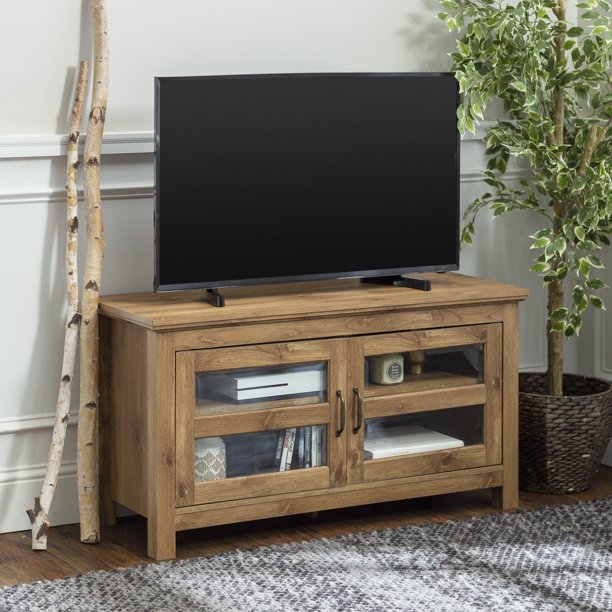 Walker Edison Wood TV Stand for TVs up to 48", Barnwood