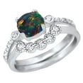 thumbnail image 4 of LaRaso & Co 1 Carat Fire Opal Silver Wedding Engagement Ring Set for Women Size 6, 4 of 5