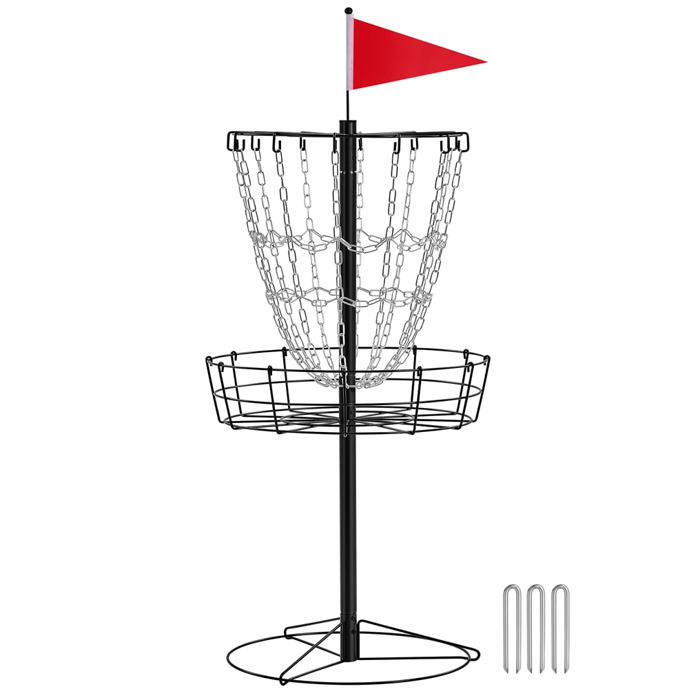 Alden Design 12-Chain Portable Metal Disc Golf Basket for Indoor & Outdoor, Black