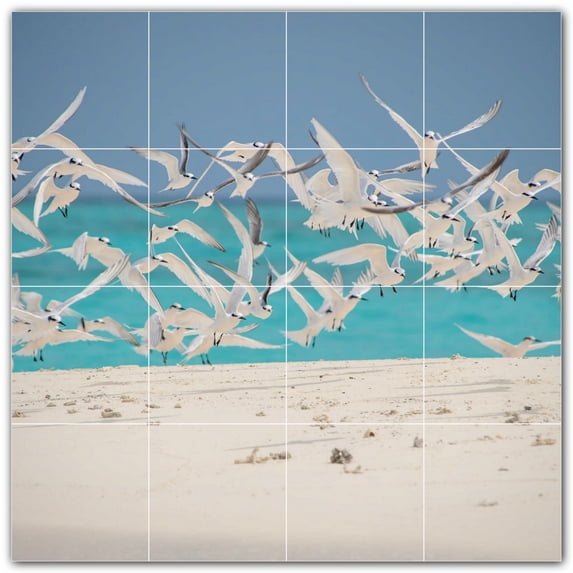 Picture-Tiles.com: Bird Ceramic Tile Wall Mural WAL500216-44S. 17"W x 17"H using (16) 4.25" x 4.25" Ceramic Tiles-Satin Finish