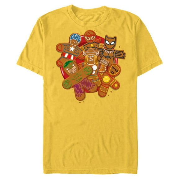 Marvel Avengers Gingerbread Cookie Plate Holiday Standard - Short Sleeve Blended T-Shirt for Adults – Customized-Yellow