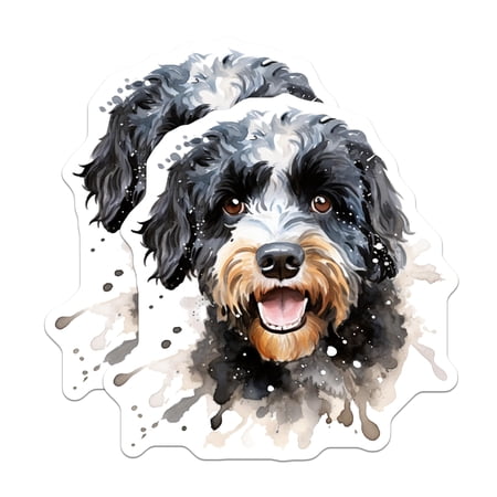 (2 Pack) Bernedoodle Dog Magnets - Adorable Watercolor Canine Art - Happy Doodle Pet Lover Accessory - Fridge Locker Decor - 5 Inches On Longest Side - Thick Durable Magnet - Made in USA - MAG23254