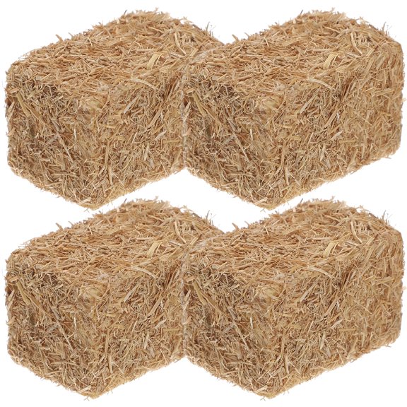 4 Pcs Halloween Decorations Autumn Atmosphere Farm Straw Bales Miniature Decor Mini Haystack Toy Set Coconut Wood Child