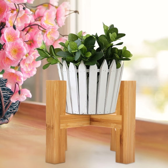LITINKIMI Wooden Flower Pot Holder Stand, Cross-Shaped Four-Legged Plant Support for Indoor and Outdoor