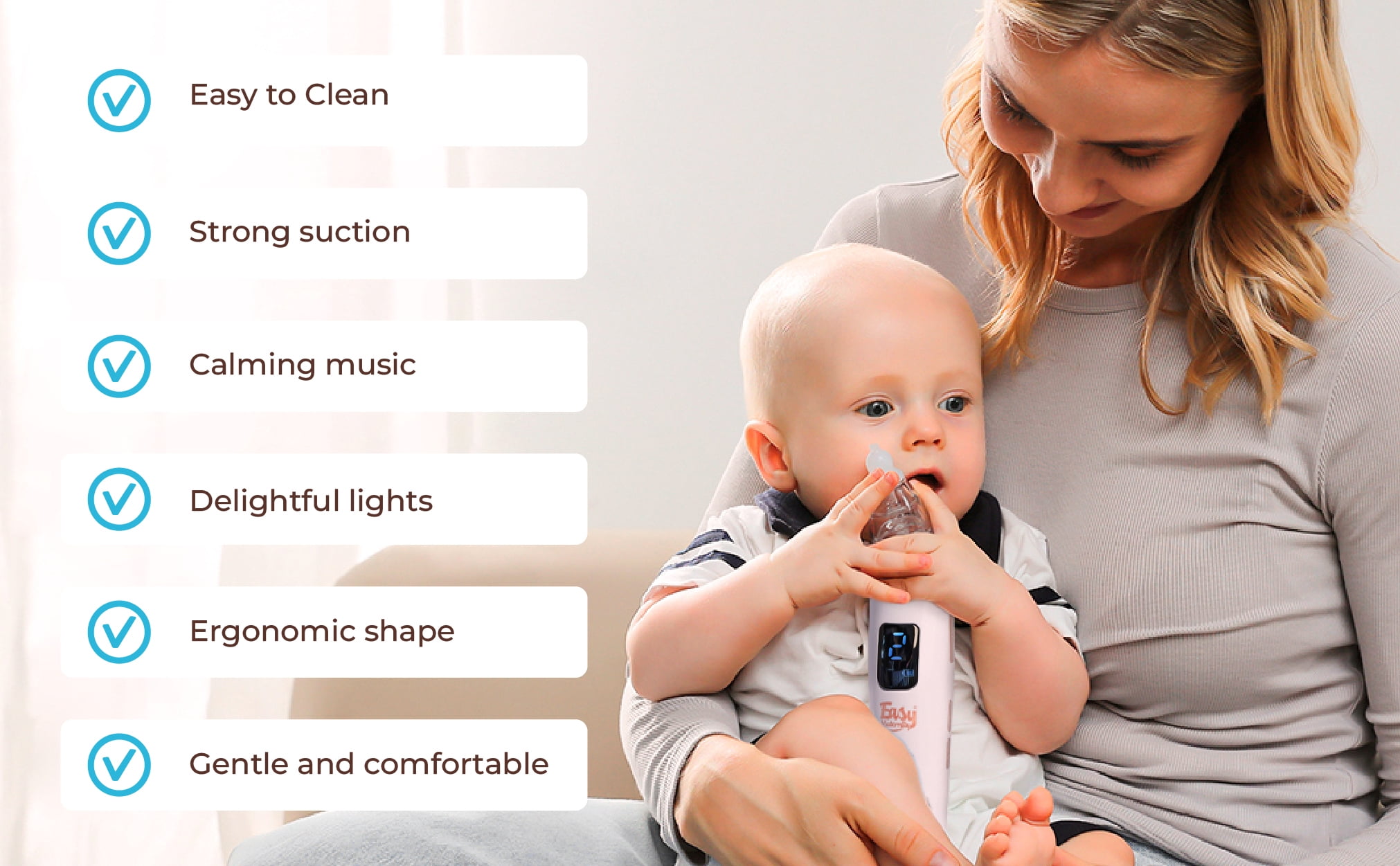 Baby Nasal Aspirator with Calming Night Light Soothing Music for Newborns, Babies and Toddlers, Soft Silicone Tips