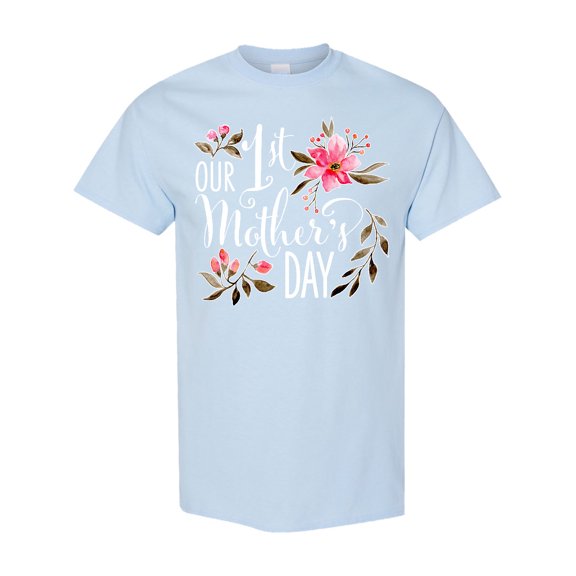 Inktastic Our First Mother's Day Pink Flowers T-Shirt