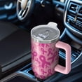 thumbnail image 6 of Pink Breast Cancer Tumbler with Handle and Lid,40oz Double Wall Vacuum Insulated Tumbler,Cups Gift for Women and Men, 6 of 7