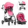 Evenflo Omni Plus Modular Travel System with LiteMax Sport Rear-Facing Infant Car Seat (Brizo Pink), Girl