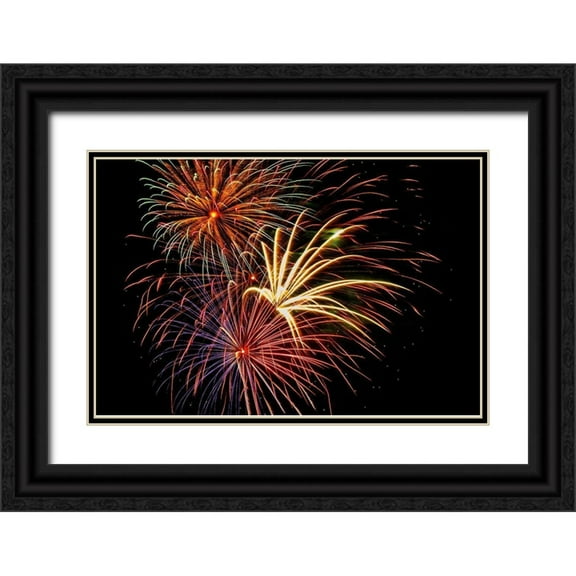 Engelbrecht, Jim 24x17 Black Ornate Wood Framed with Double Matting Museum Art Print Titled - Independence Day fireworks-USA