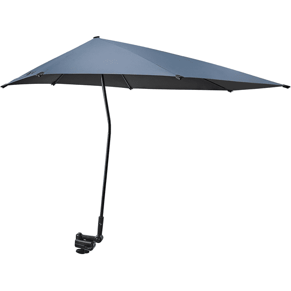 LiteHaven UPF 50 Adjustable Beach Umbrella XL with Universal Clamp for Chair Stroller Wheelchair Golf Cart Bleacher Patio