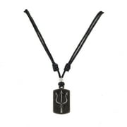 BlueRica Trident Dogtag Pendant on Adjustable Black Cord Necklace