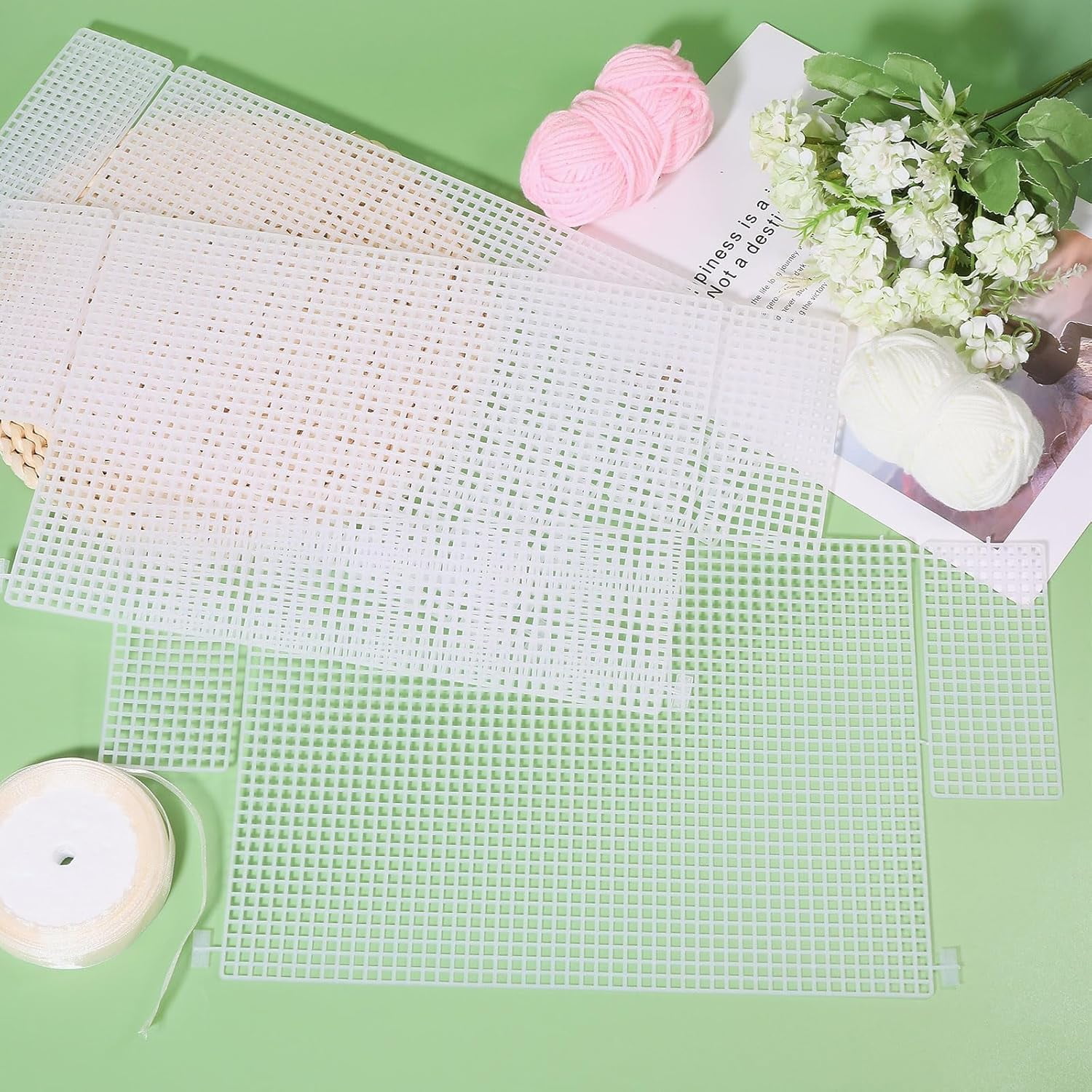 CHGCRAFT Clear Mesh Plastic Canvas Sheets – 14.25x15.7 Inch For Embroidery, Yarn, & Crochet Projects