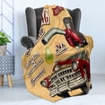 thumbnail image 4 of Cars Soft Flannel Fleece Throw Blanket, Filling Station Gasoline and Oil Drawing with a Realistic Car Design Art Print, Cozy Plush for Indoor and Outdoor Use, 50" x 70", Sand Brown Red, by Ambesonne, 4 of 5