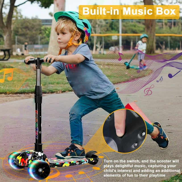 ,Patins de Fonction 4 3 Roues avec Enfants 3 Roues DEL Réglables avec Musiques Enfants avec 2-12 Enfants