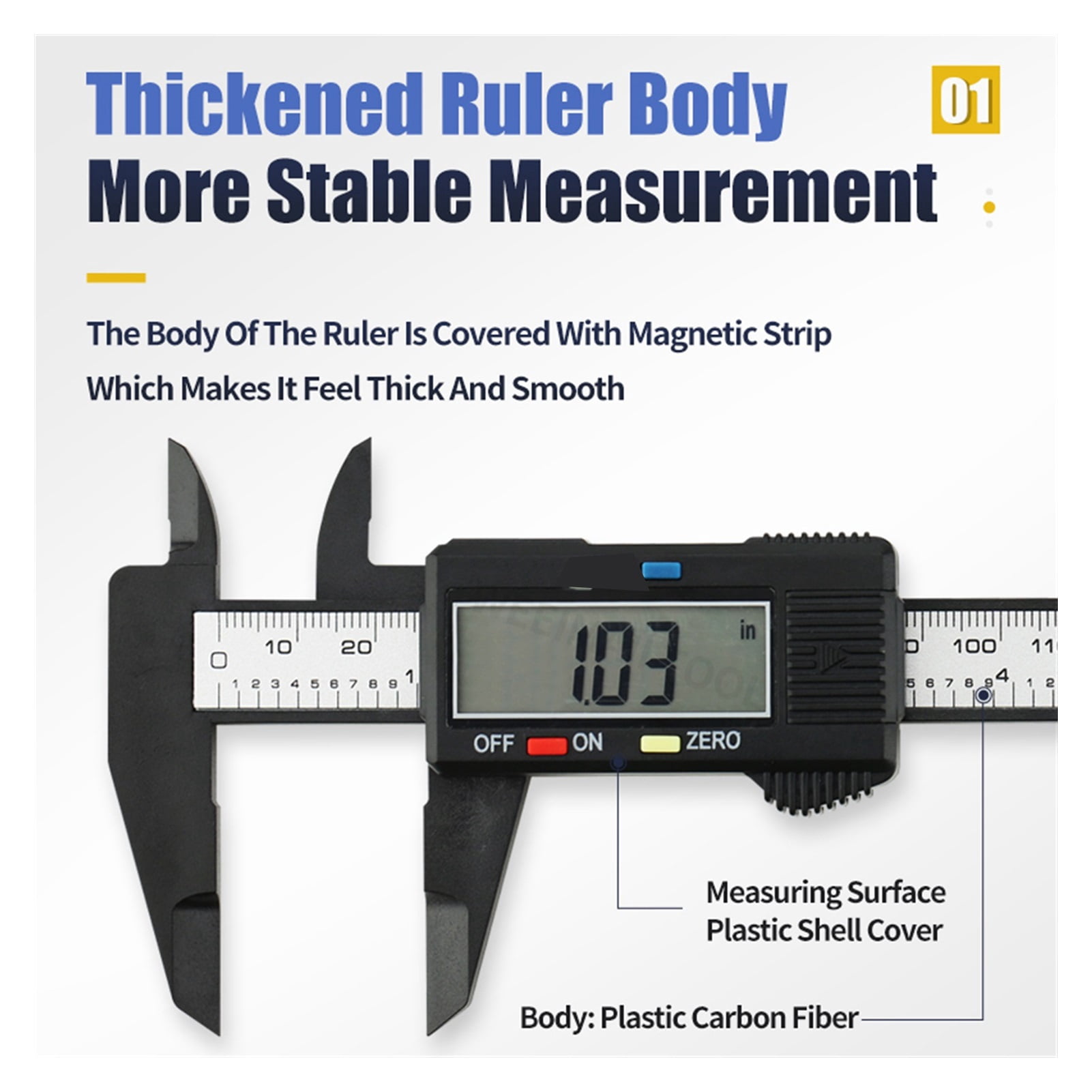 Electronic Digital Caliper Carbon Fibre Vernier Calipers Plastic Gauge LCD Micrometer Ruler Measuring Tools Instrument 150mm/6In