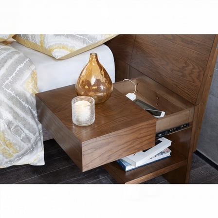 Queen Bed with 2 Nightstands Made of Solid Wood