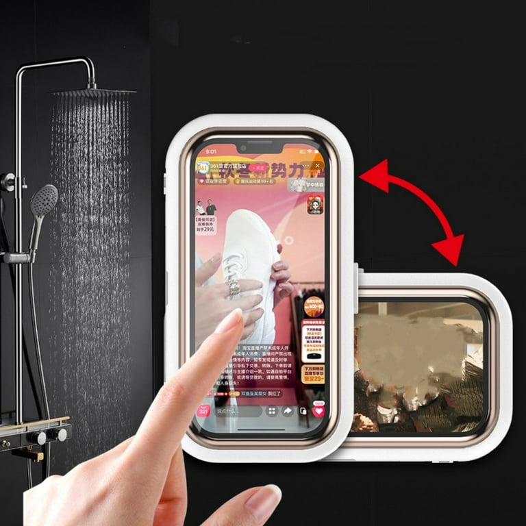 Waterproof Shower Phone Holder, Bathroom Case Mounted Shelf Stand