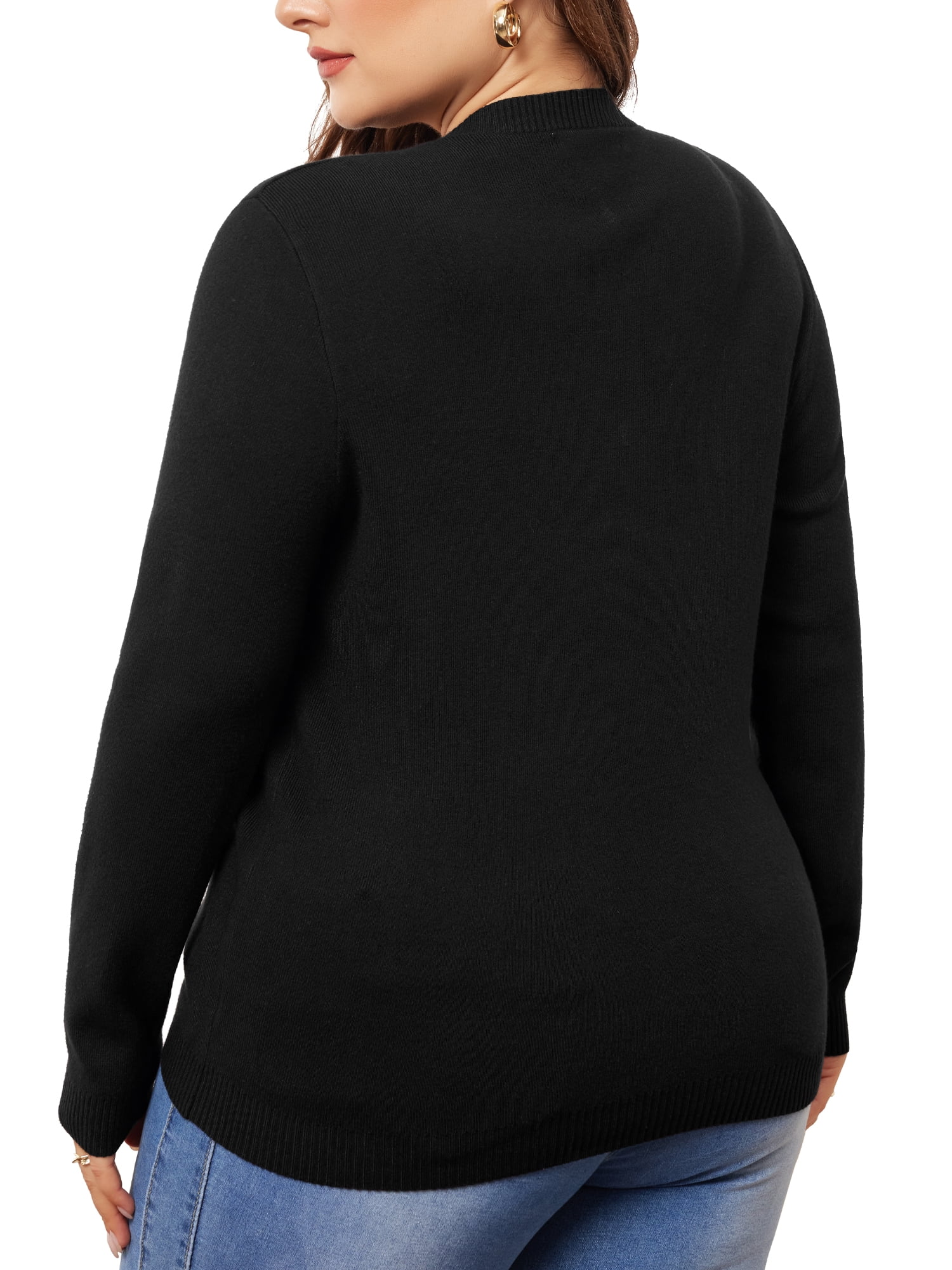 DARING DIVA Plus Size Long Sleeve Crewneck Fisherman Cable Pullover Sweater 3X Black