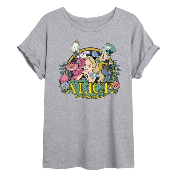 Alice in Wonderland - Alice Icons - Juniors Oversized Graphic T-Shirt