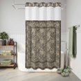 thumbnail image 6 of No Hook Shower Curtain, Grey Boho Shower Curtains for Bathroom with See Through Top Window, Vintage Ethnic Tribe Abstract Art Floral Waterproof & Washable Bath Curtain Small Stall 36"x78", 6 of 9